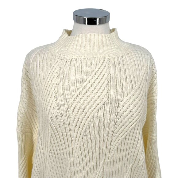 Market & Spruce Shaker Mock Neck Sweater Ivory Cream Size XXL NWT - Picture 2 of 11